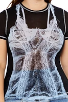 Plus Bustier Graphic Baby Tee