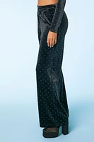 Velvet Rhinestone Straight Pants