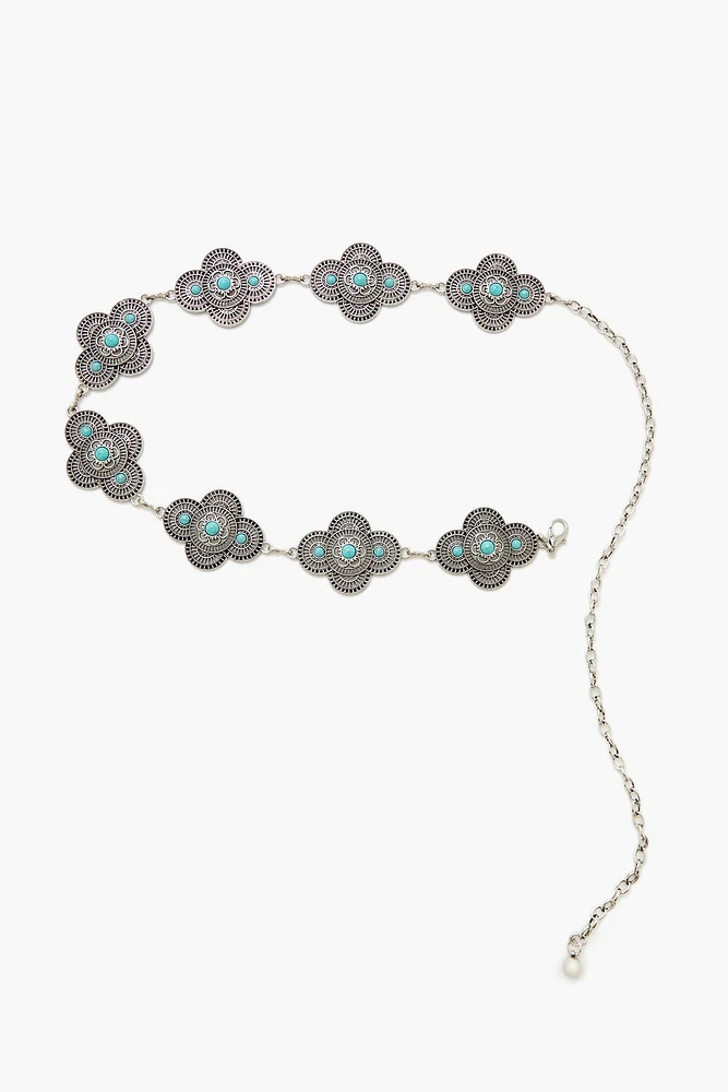 Round Faux Stone Chain Belt