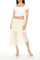 Shirred Ruffle-Trim Crop Top