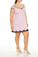 Plus Floral Babydoll Mini Dress