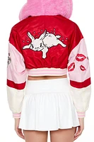 Hooded Bunny Patch Varsity Jacket