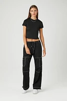 Seamed Lettuce-Edge Cropped Tee