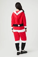 Hooded Santa Print Jumpsuit