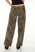 Leopard Baggy Mid-Rise Jeans