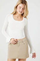 Cropped Trumpet-Sleeve Sweater