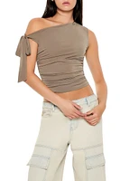 Ruched One-Shoulder Crop Top