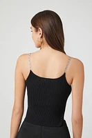 Sweater-Knit Chain-Strap Cami