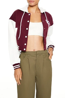 Hooded Letterman Bomber Jacket