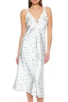 Lace-Trim Floral Midi Slip Dress