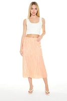 Crinkled High-Rise Midi Skirt