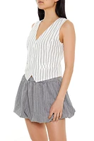 Pinstriped V-Neck Cropped Vest