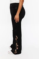 Plus Floral Embroidered Flare Pants