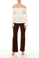 Lace-Up Off-the-Shoulder Sweater