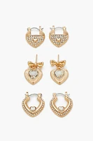 Heart Hoop & Drop Earring Set