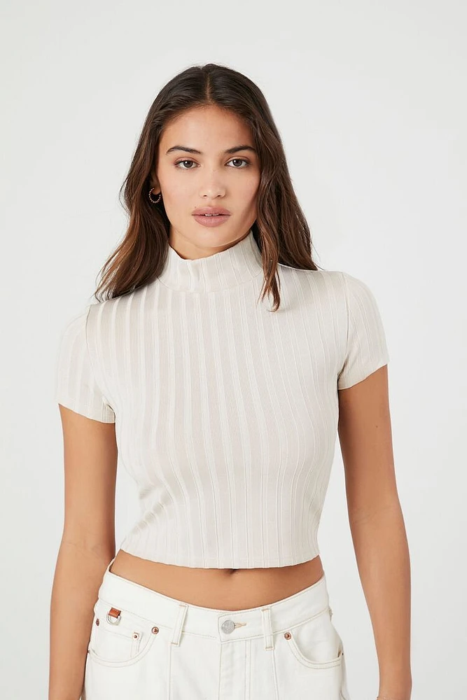 Ribbed Mock Neck Crop Top