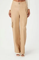 Faux Leather Cargo Ankle Pants