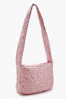 Metallic Heart-Quilted Shoulder Bag