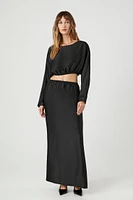Satin Crop Top & Maxi Skirt Set