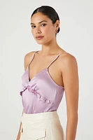 Satin Ruffle-Trim Bodysuit