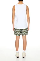 Chevron Drawstring Swim Trunks