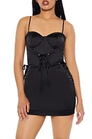 Satin Lace-Up Bustier Mini Dress