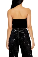 Notched Velvet Tube Crop Top