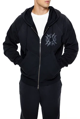 Rhinestone Angel Zip-Up Hoodie