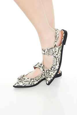 Buckled Snake Print Mules