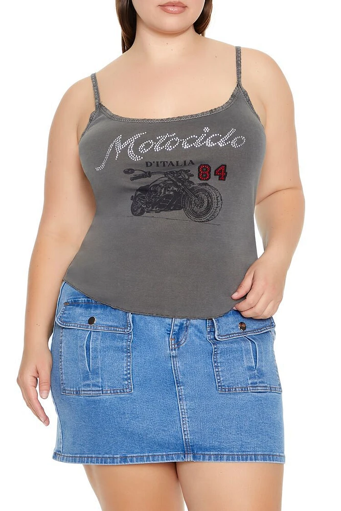 Plus Motociclo Rhinestone Cami