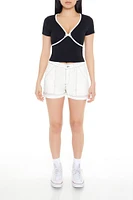 Ribbed Bow Cropped Tee