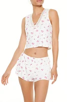 Floral Pajama Crop Top & Shorts Set