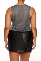 Plus Rhinestone Mesh Tank Top