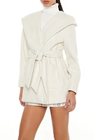 Hooded Tie-Waist Wrap Coat