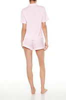 Butterfly Satin Shirt & Shorts Pajama Set