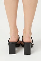 Dual-Strap Square-Toe Block Heels