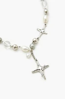 Faux Pearl Star Charm Necklace