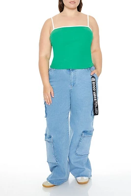 Plus Wide-Leg Cargo Jeans