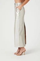 Metallic Faux Leather Maxi Skirt