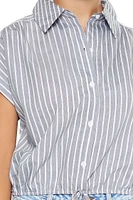 Pinstriped Cap-Sleeve Shirt