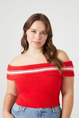 Plus Sweater-Knit Off-the-Shoulder Top