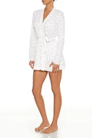 Lace-Trim Floral Tie-Waist Robe