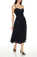 Shirred Sweetheart Midi Dress