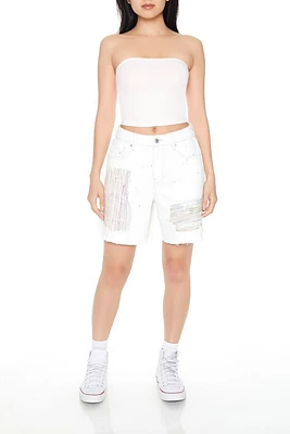 Threaded Denim Bermuda Shorts