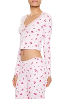 Floral Print Rosette Pajama Top