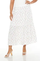 Plus Floral Print Maxi Skirt