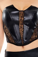 Faux Leather & Lace Tube Top