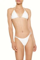 Double Side-Bar Ruched String Bikini Bottoms