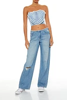 Frayed Low-Rise Baggy Jeans