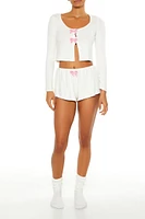 Bow Crop Top & Shorts Pajama Set